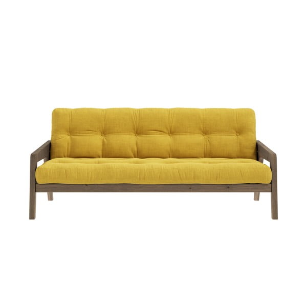 Geltona velvetinė sofa lova 204 cm Grab - Karup Design