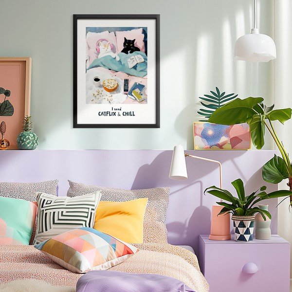 Spausdintas paveikslas su rėmeliu 30x40 cm Catflix – Styler-image-1