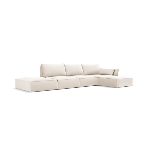 Smėlio spalvos iš velveto kampinė sofa (su dešiniuoju kampu/su gultu) Vanda – Mazzini Sofas-image-2