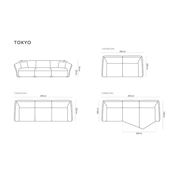 Iš boucle kampinė sofa turkio spalvos Tokyo – Cosmopolitan Design-image-4