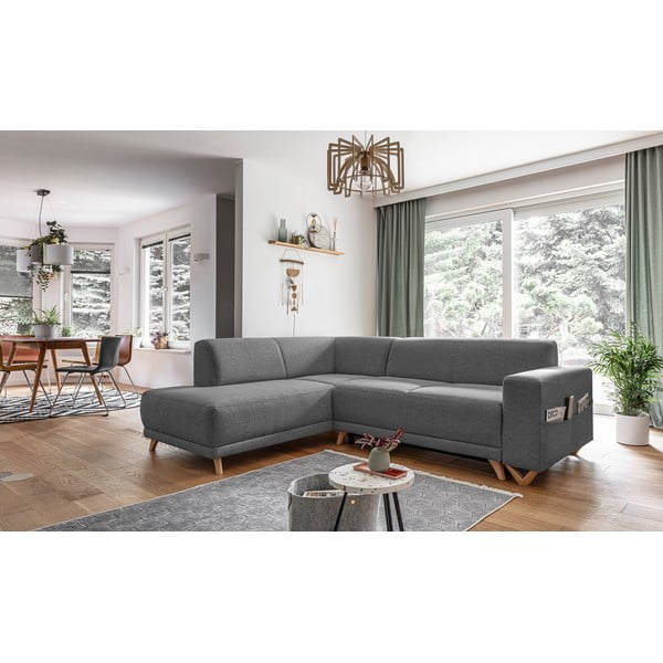 Pilkos spalvos sulankstoma/su sandėliavimo vieta kampinė sofa (su kairiuoju kampu/„L“ formos) Classy Sophie – Miuform-image-3