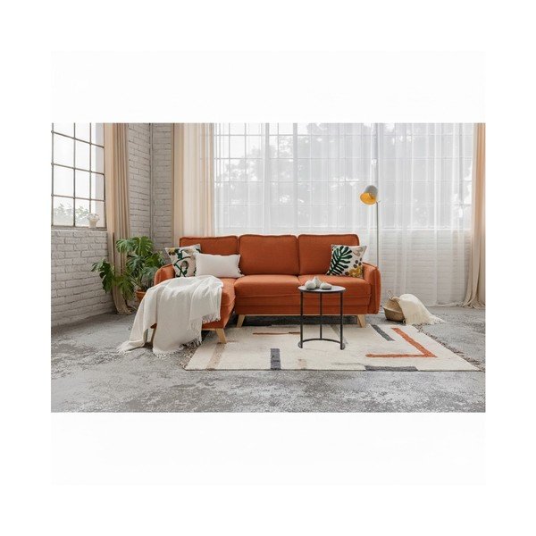 Sulankstoma (kintama) kampinė sofa oranžinės spalvos iš kordinio velveto Tori – Bonami Selection-image-1