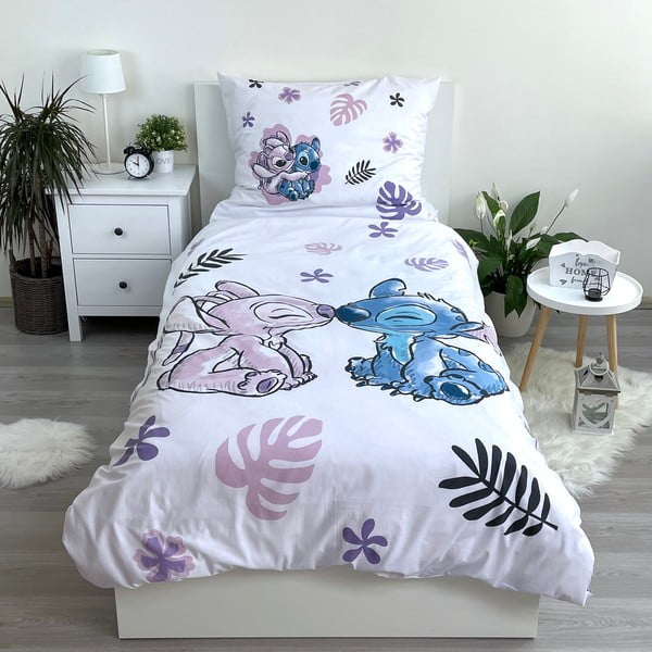 Viengulė vaikiška patalynė iš medvilnės 140x200 cm Lilo and Stitch – Jerry Fabrics-image-1