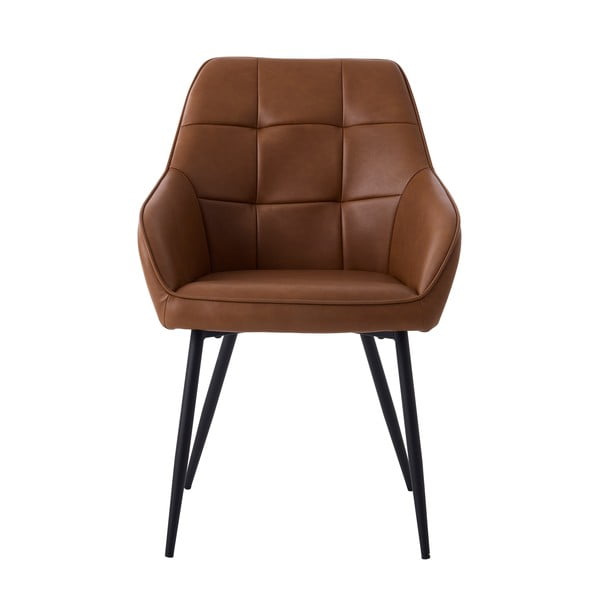 Rudos spalvos iš audinio valgomojo kėdžių komplektas su porankiais 2 vnt. Nolan Square – Unique Furniture-image-3