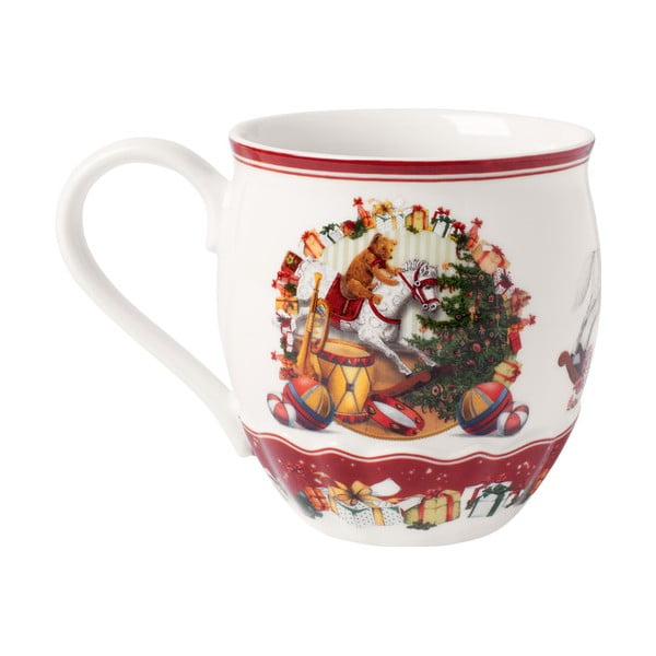 Raudonai baltas porcelianinis puodelis Villeroy & Boch Santa