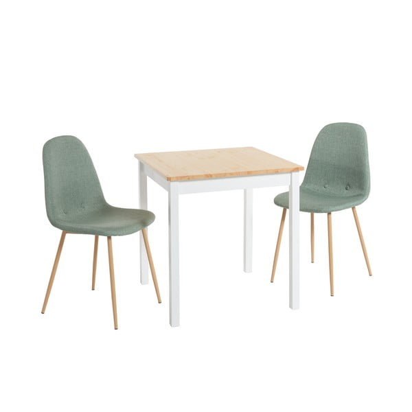 Valgomojo baldų komplektas Bonami Essentials su stalu Sydney ir žaliomis kėdėmis Lissy