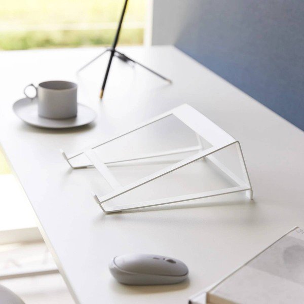 Baltos spalvos iš metalo nešiojamojo kompiuterio stovas Tower – YAMAZAKI-image-1