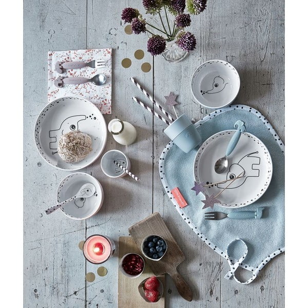 Rožinės spalvos plastikiniai vaikiški stalo įrankiai 3 vnt. Happy Dots - Done by Deer-image-1