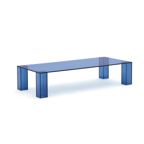 Mėlynos spalvos iš stiklo kavos staliukas 60x140 cm Adularia – Kave Home
