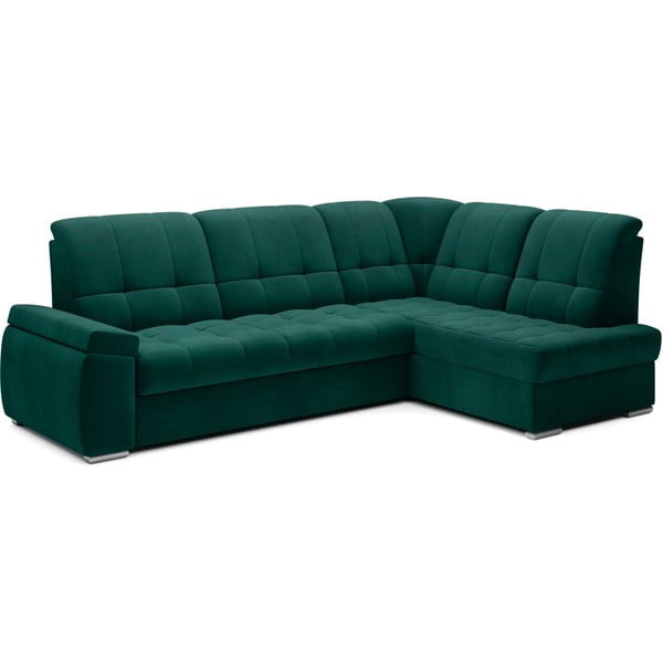 Žalios spalvos iš velveto sulankstoma/su sandėliavimo vieta kampinė sofa (su dešiniuoju kampu/„L“ formos) Sado – ELTAP-image-2