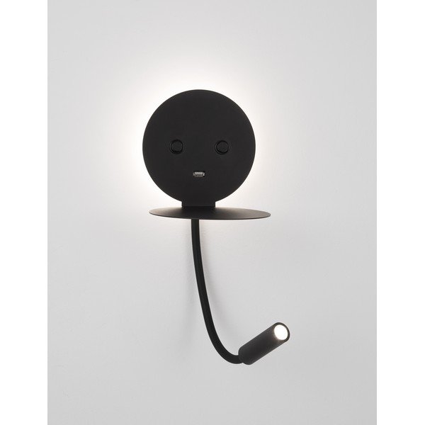 Juodos spalvos iš aliuminio sieninė lempa LED su sulankstoma konstrukcija/su USB portu Eclip – Nova Luce-image-4