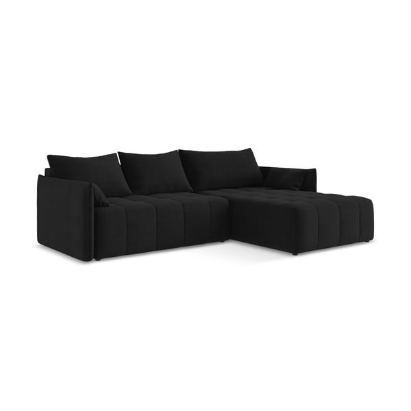 Juodos spalvos sulankstoma/su sandėliavimo vieta kampinė sofa (su dešiniuoju kampu/su gultu) Moku – Makamii-image-2