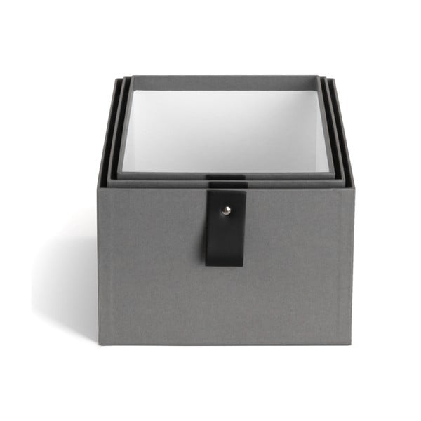 Pilkos spalvos iš kartono daiktadėžės 3 vnt. 20,5x29,5x14,5 cm Aston Paper Laminate – Bigso-image-3