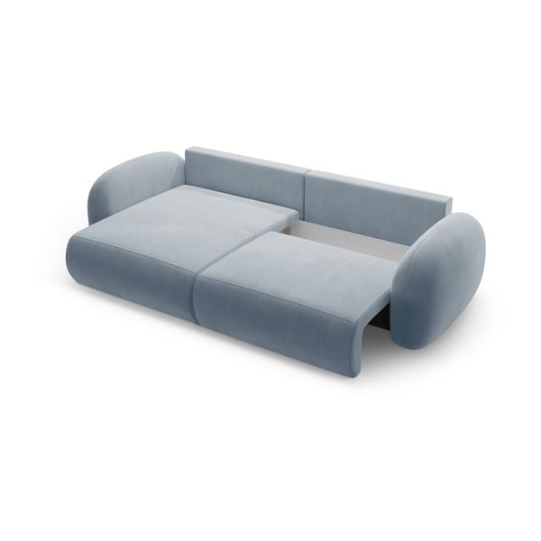Pilkai mėlynos spalvos iš velveto sulankstoma/su sandėliavimo vieta kampinė sofa Tonale – Cosmopolitan Design-image-3