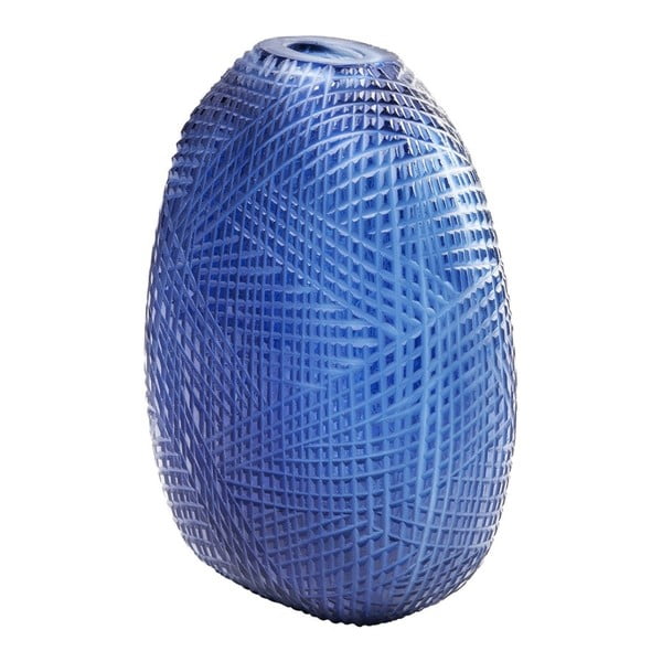 Mėlyno stiklo vaza "Kare Design Harakiri", aukštis 25 cm