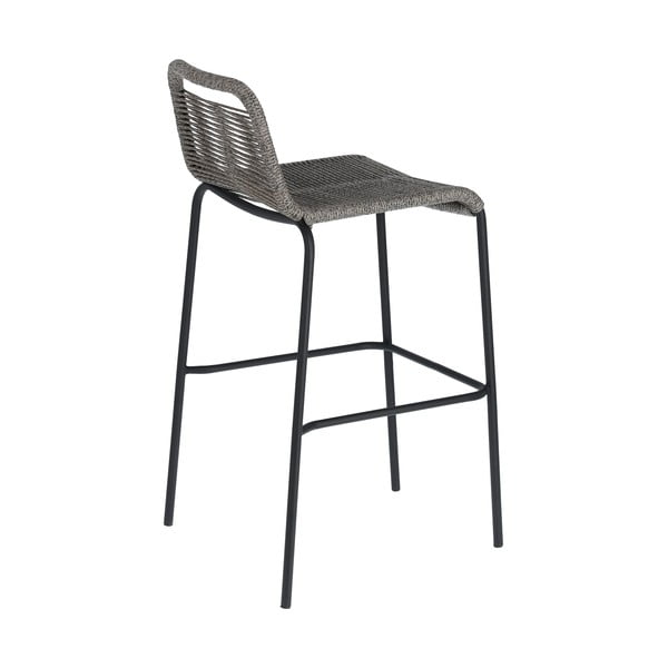Pilkos spalvos baro kėdė su plienine konstrukcija Kave Home Glenville, aukštis 74 cm-image-3