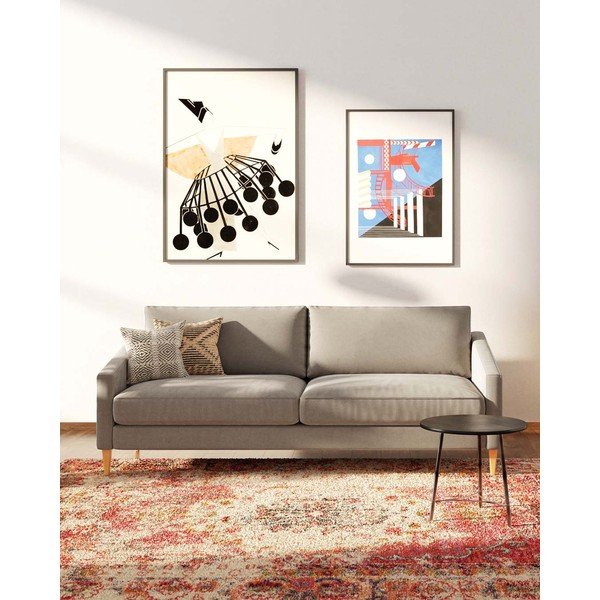 Sofa smėlio spalvos iš velveto 200 cm Karoto – Ame Yens-image-3