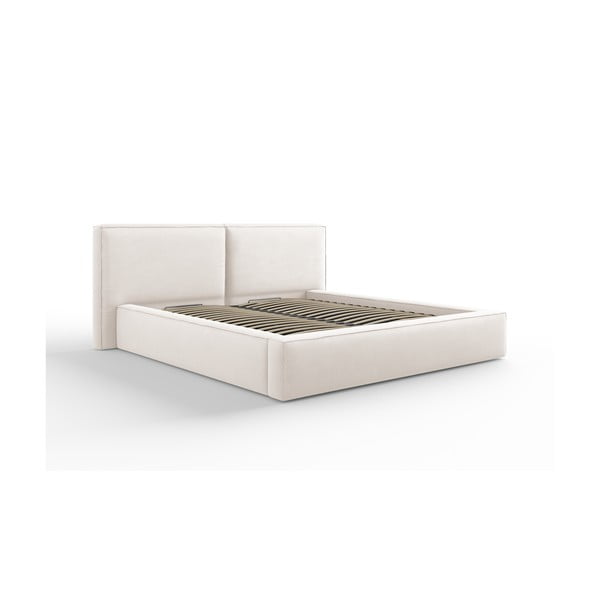 Dvigulė lova smėlio spalvos audiniu dengta su sandėliavimo vieta su lovos grotelėmis 180x200 cm Arendal – Cosmopolitan Design