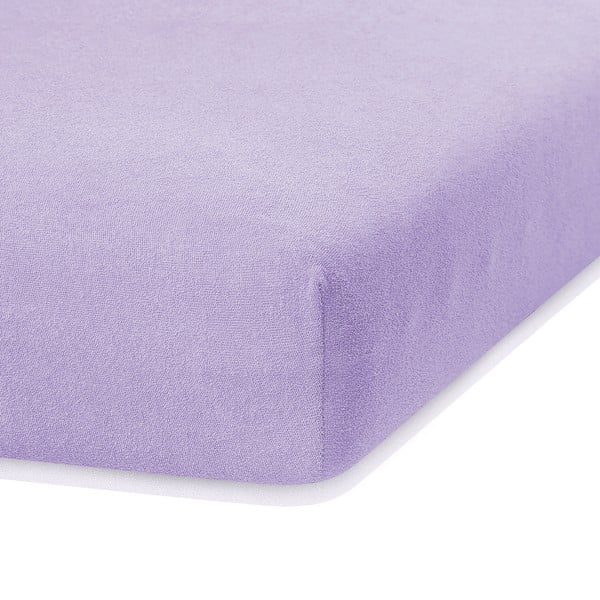 AmeliaHome Rubino šviesiai violetinės spalvos elastinga paklodė su dideliu medvilnės kiekiu, 140/160 x 200 cm