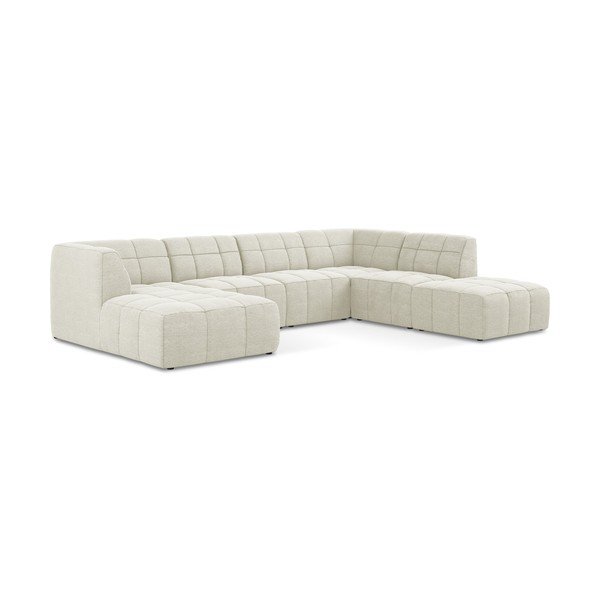 Smėlio spalvos kampinė sofa iš boucle („U“ formos) Aloha – Makamii-image-2