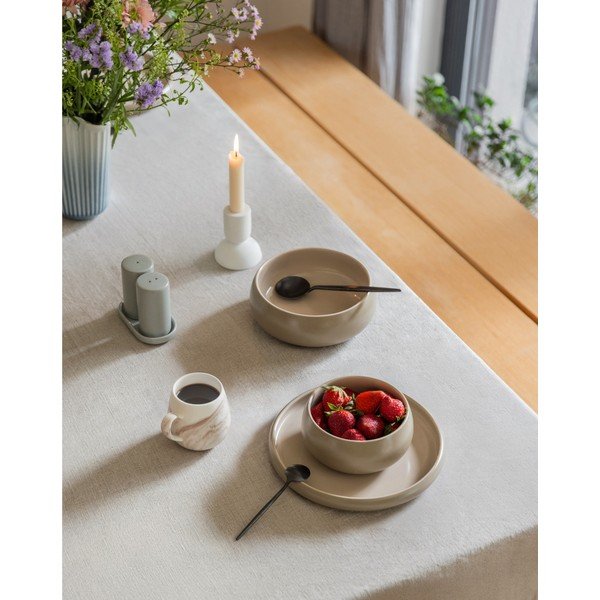 Smėlio spalvos iš akmens masės lėkštės 4 vnt. ø 22 cm Terra Rondo – Bonami Selection-image-1