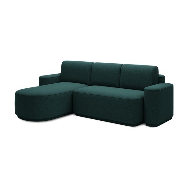 Žalios spalvos iš šenilinio audinio sulankstoma/su sandėliavimo vieta kampinė sofa (su kairiuoju kampu/su gultu) Aurumm – ELTAP-image-2