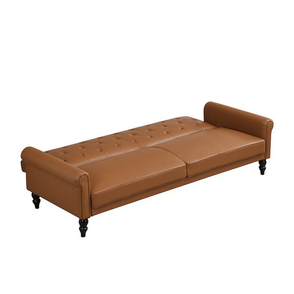 Konjako rudos spalvos reguliuojama/sulankstoma sofa iš dirbtinės odos 222 cm Tyne – Støraa-image-4