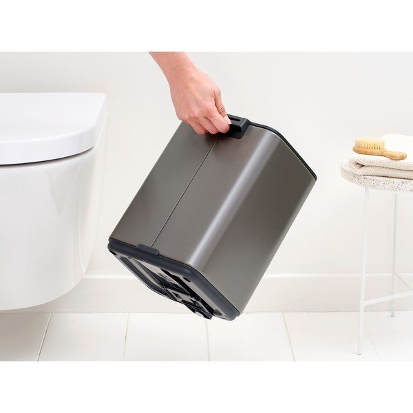 Pilkos spalvos šiukšliadėžė iš plieno su pedalu 7 l Bo – Brabantia-image-2