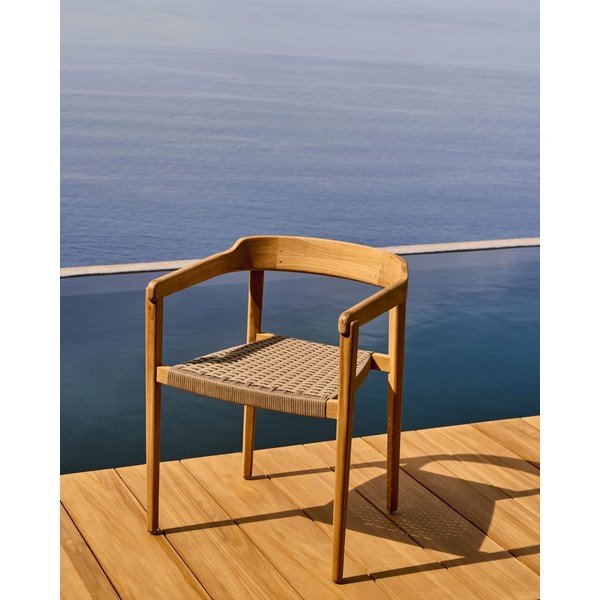 Medžio masyvo sodo kėdė natūralios spalvos Icaro – Kave Home-image-1