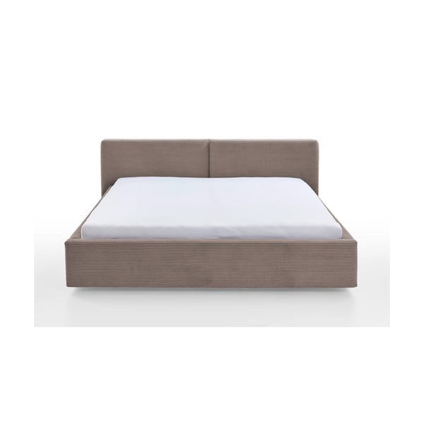 Šviesiai rudos spalvos dvigulė lova audiniu dengta be grotelių 160x200 cm Cube – Meise Möbel-image-3