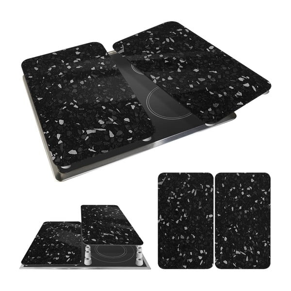 2 juodų stiklinių dangčių rinkinys viryklei Wenko Universal-image-3