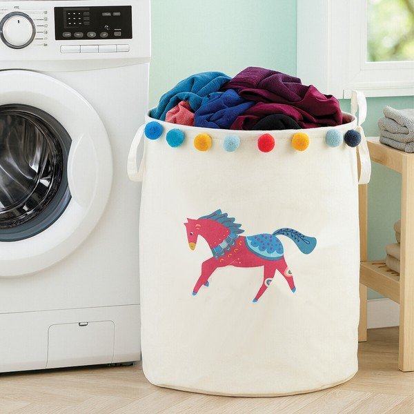Baltos spalvos iš tekstilės vaikiškas krepšys ø 38x48 cm Mimo Eclectic Horse – Premier Housewares-image-3