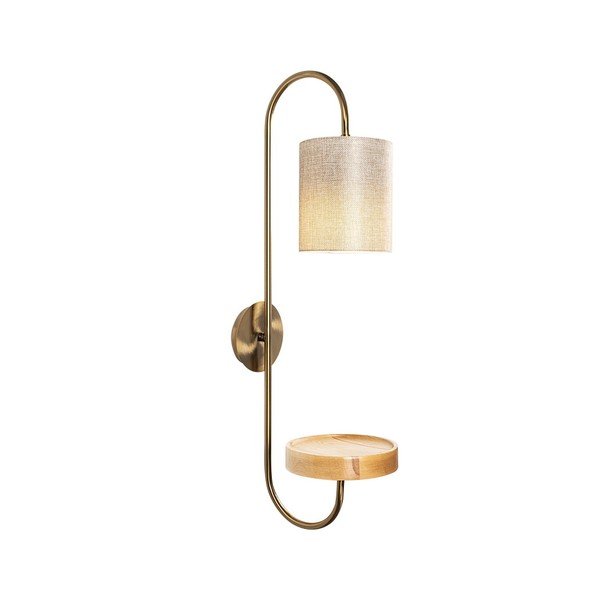 Metalinis sieninis aukso spalvos šviestuvas su kreminiu atspalviu Opviq lights Marylena-image-3