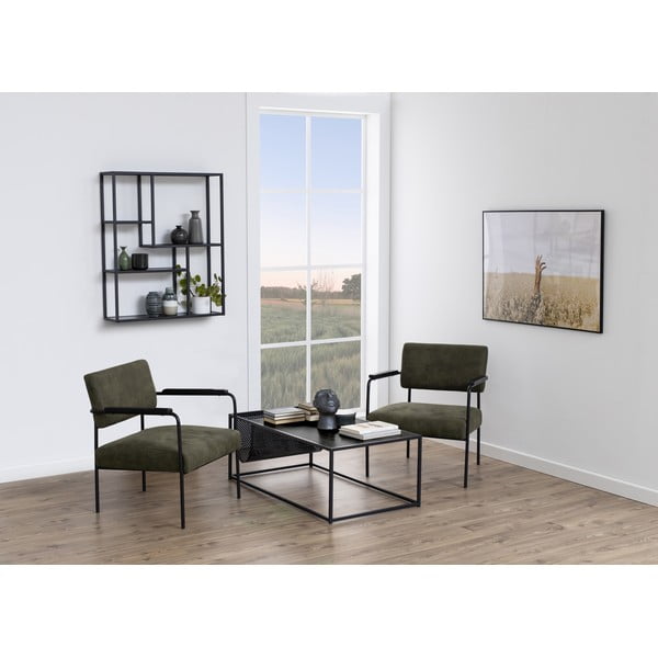 Knygų lentyna juodos spalvos iš uosio 75x91 cm Seaford – Actona-image-1