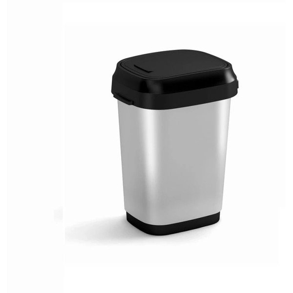 Sidabrinės spalvos iš plastiko šiukšliadėžė su pedalu 10 l Dual Swing Bin Style S – KIS
