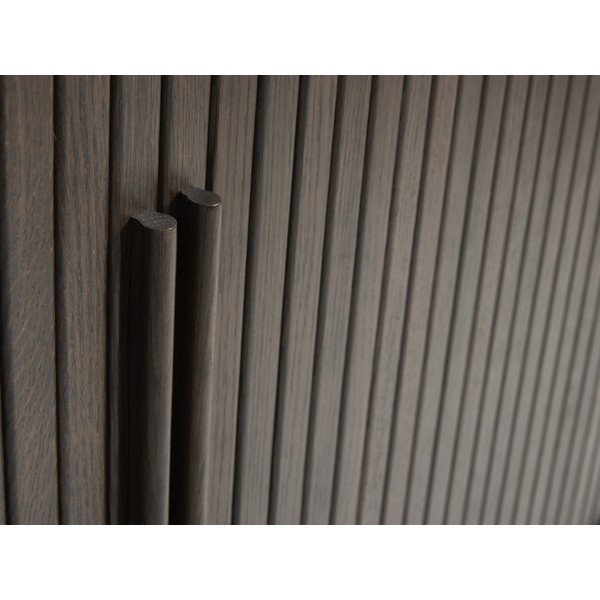 Tamsios natūralios spalvos iš keraminės plokštės šoninė spintelė su stumdomomis durimis 165x76x45 cm Enna – Unique Furniture-image-3