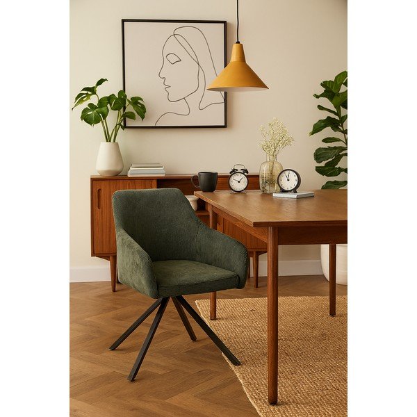 Žalios spalvos iš audinio valgomojo kėdė Lunio – Bonami Essentials-image-1