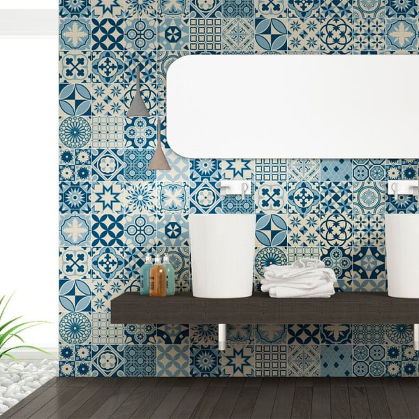 60 sieninių lipdukų rinkinys Ambiance Wall Decal Cement Tiles Riana, 15 x 15 cm-image-3