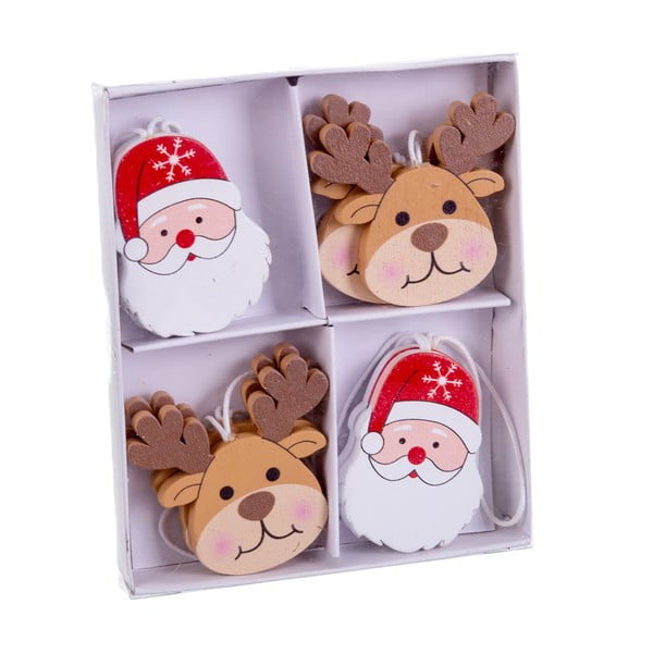 Iš medienos eglutės papuošimai 8 vnt. 5 cm Figures – Casa Selección