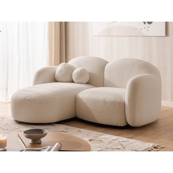 Šviesiai rudos spalvos kampinė sofa iš boucle (su kairiuoju kampu/su gultu) Orbit – Ropez-image-4