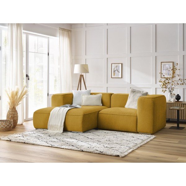 Iš boucle kampinė sofa ochros spalvos (su kairiuoju kampu) Zephyr – Bobochic Paris-image-1