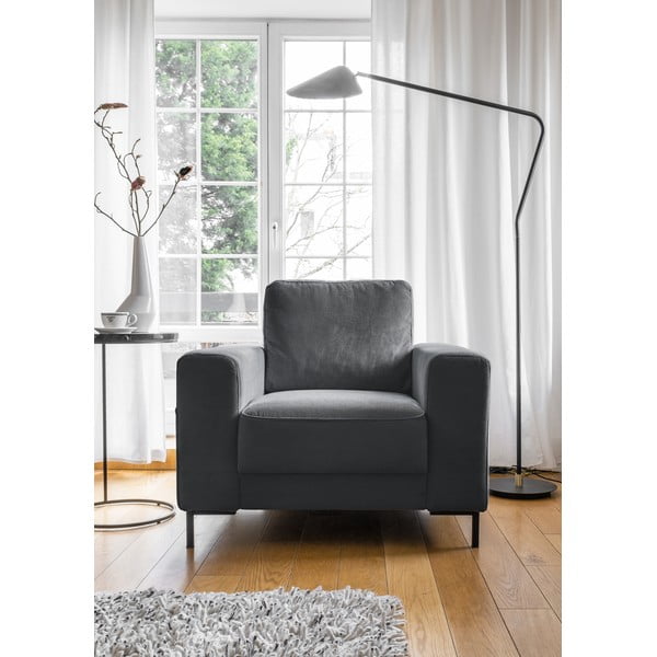 Iš kordinio velveto krėslas tamsiai pilkos spalvos Lofty Lilly – Miuform-image-1