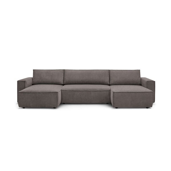 Sulankstoma kampinė sofa tamsiai pilkos spalvos iš kordinio velveto („U“ formos) Nihad – Bobochic Paris-image-3