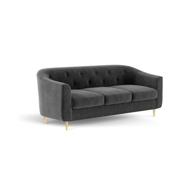 Tamsiai pilka aksominė sofa Kooko Home Corde, 175 cm-image-4