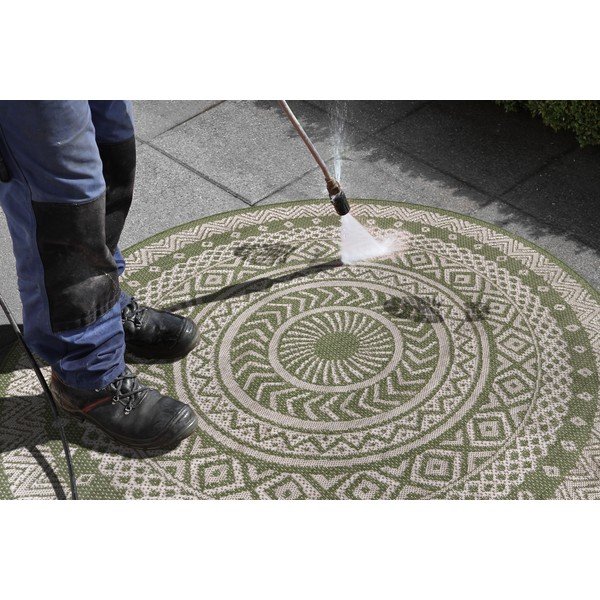 Žalios ir smėlio spalvos lauko kilimas Ragami Round, ø 120 cm-image-3