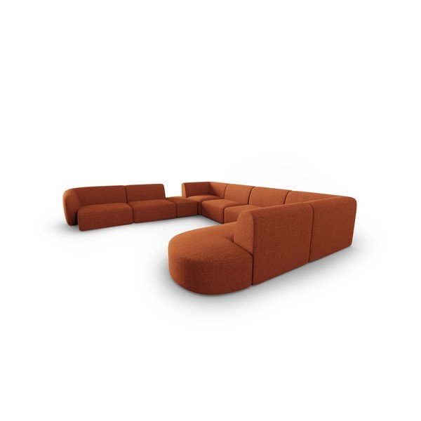 Terakotos spalvos iš šenilinio audinio kampinė sofa (su kairiuoju kampu/„U“ formos) Paolo – Milo Casa-image-2