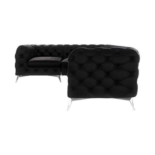 Juodos spalvos iš velveto kampinė sofa (su kairiuoju kampu/„L“ formos) Chelsea – Ropez-image-1