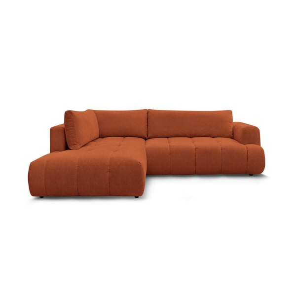 Raudonos plytų spalvos sulankstoma/su sandėliavimo vieta kampinė sofa (su kairiuoju kampu/„L“ formos) Fuji – Bobochic Paris