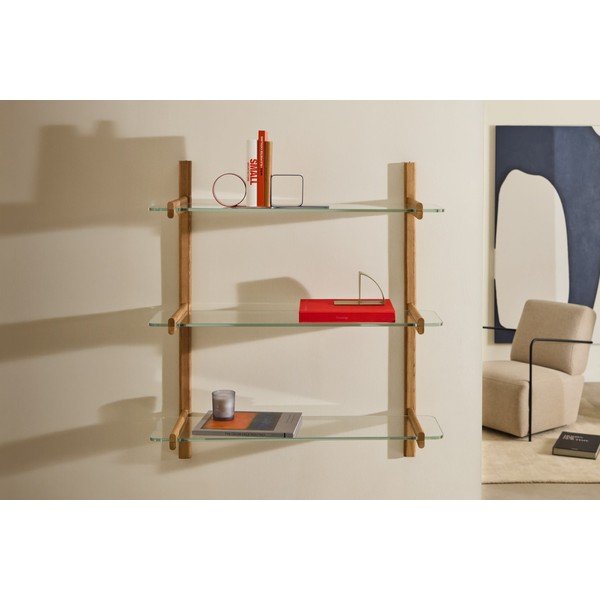 Iš stiklo lentyna modulinei lentynų sistemai 3 vnt. 90x1 cm Sitra – Kave Home-image-1