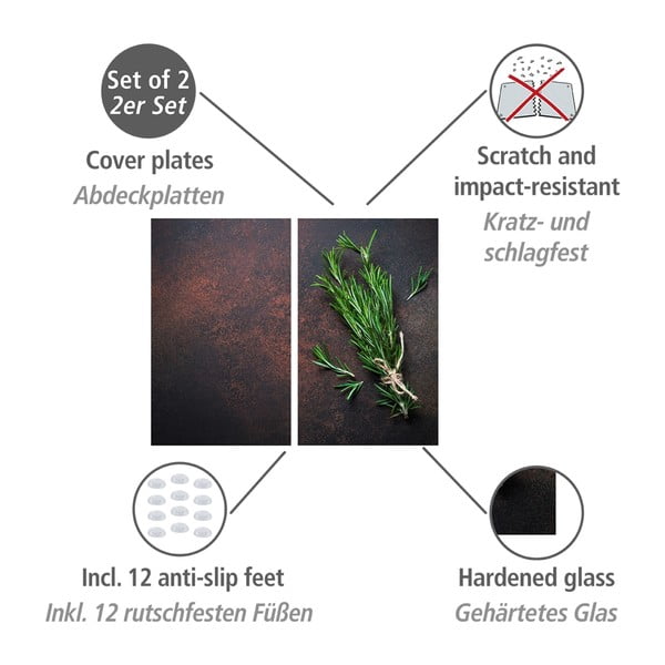 Viryklės dangčiai iš grūdinto stiklo, 2 vnt., 52x30 cm Rosemary - Allstar-image-3